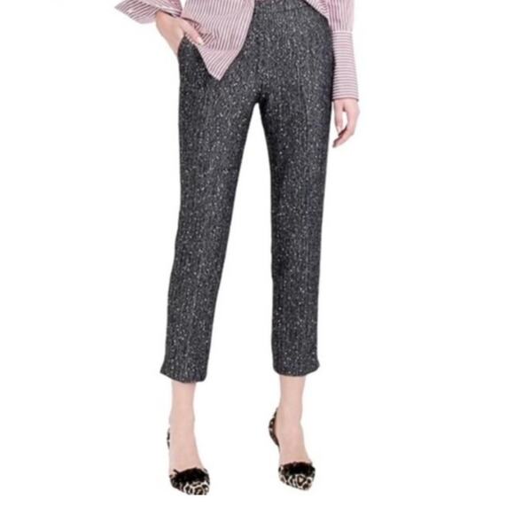 J.Crew Martie Black and Silver Sparkle Wool Blend Pants Size 4 - Picture 1 of 9